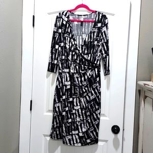 Faux Wrap Knee Length Dress 1X